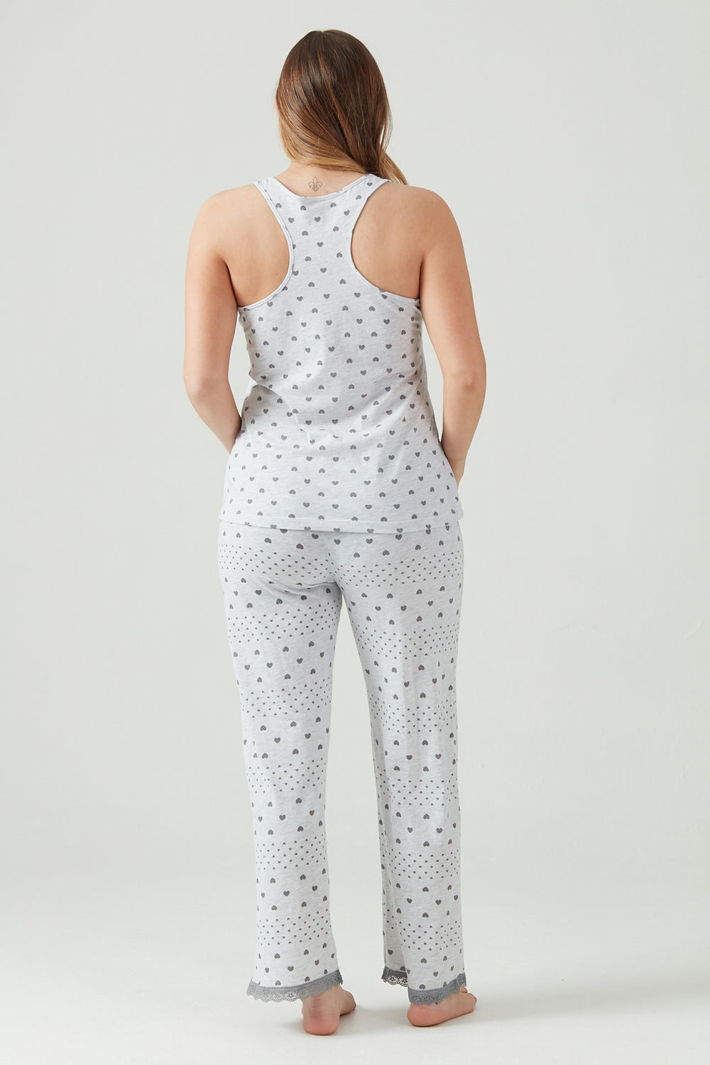 Pijama New Heart Pantalon Largo Gris