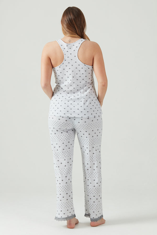 Pijama New Heart Pantalon Largo Gris