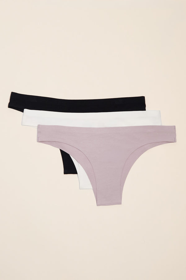 Calzón X3 Bikini Cotton Trendy Gris/Blanco/Negro
