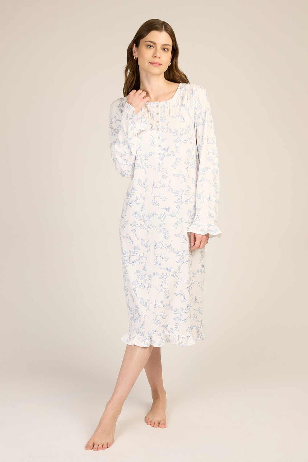 Camisa Trad Luz Flores Azules