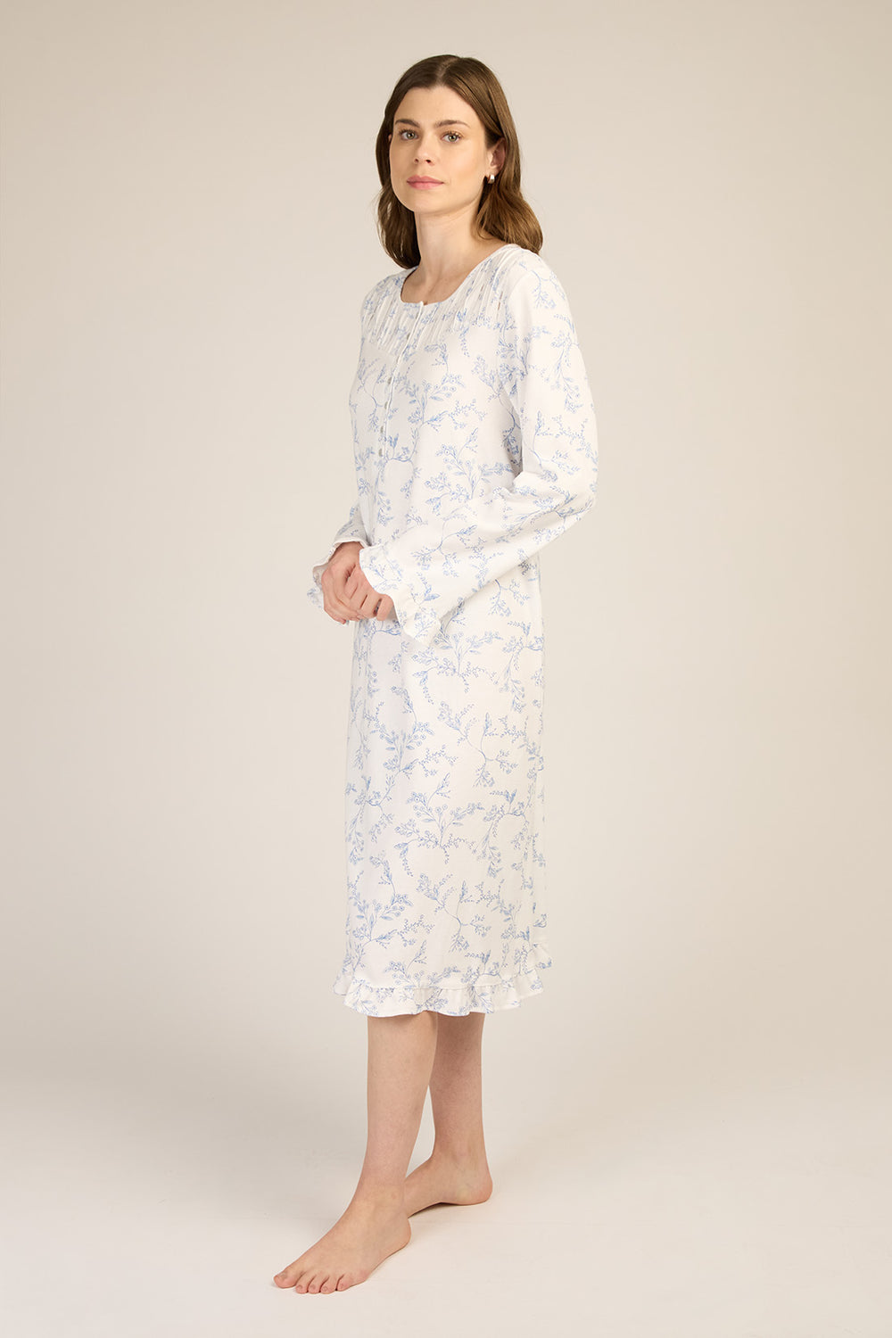Camisa Trad Luz Flores Azules