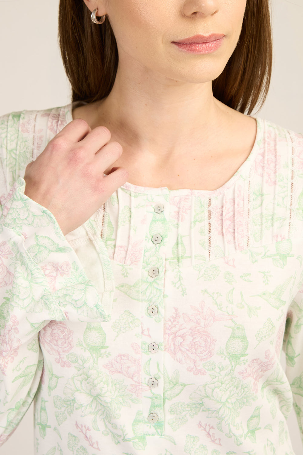 Camisa Trad Luz Flores Verdes